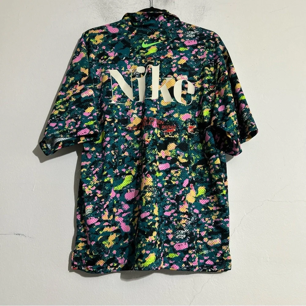 Nike NK Trek Division Perforated Mesh Jersey Button Down Shirt Bright Spruce